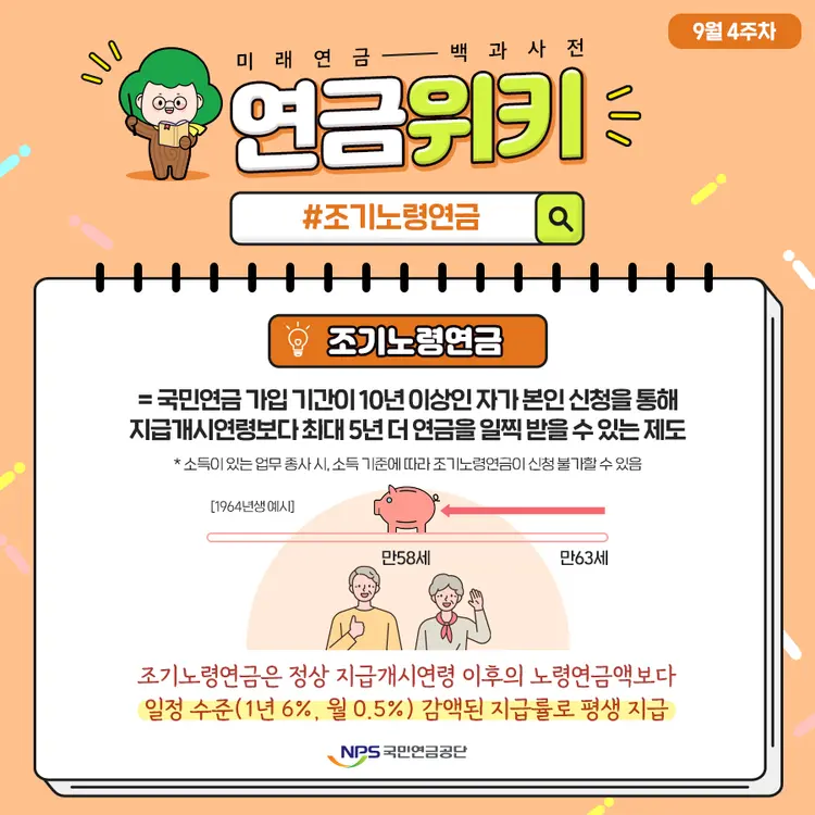 국민연금 조기수령 (조기노령연금) 나이,조건,방법 자세히 알아보기