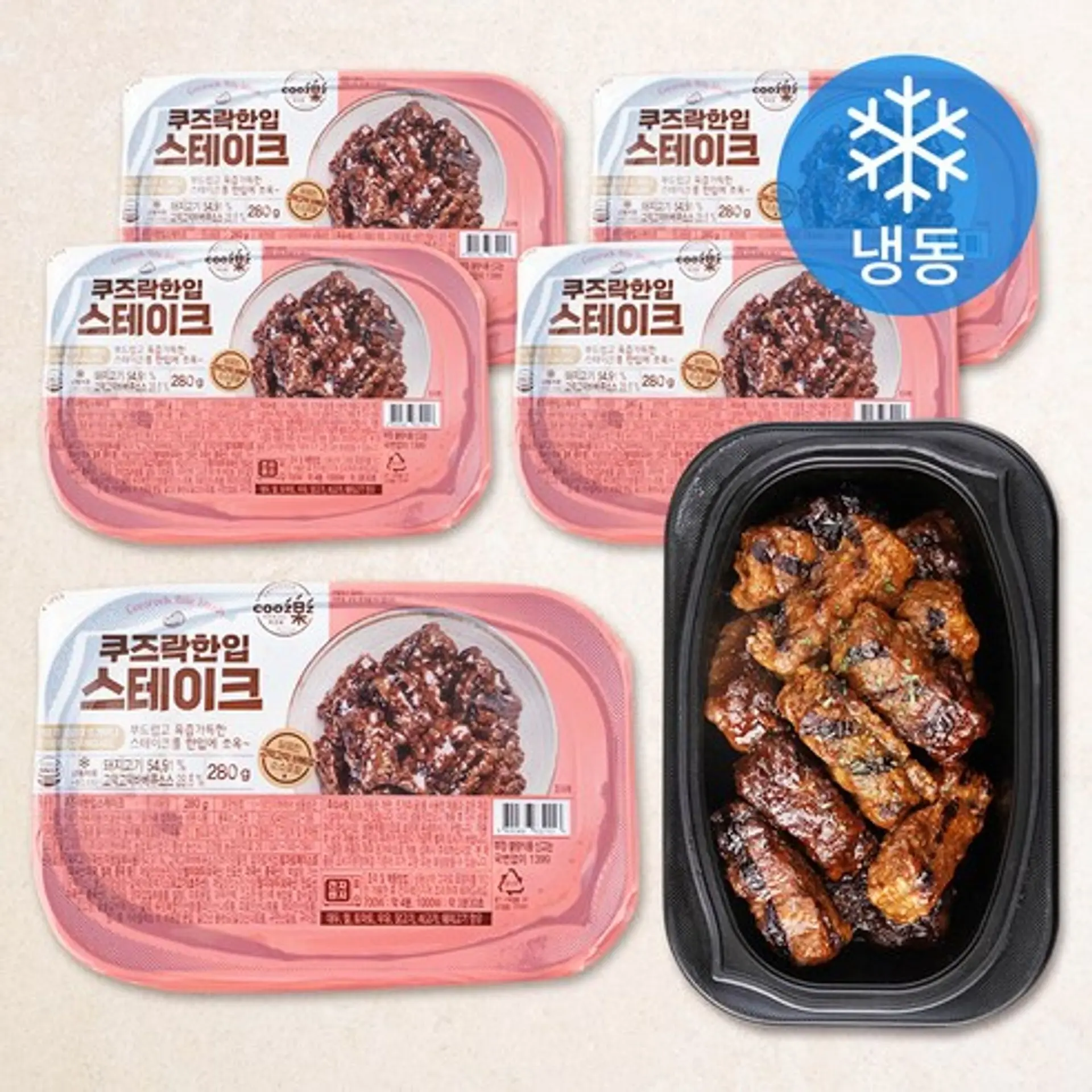 전자레인지 간편식 쿠즈락 한입 스테이크 (냉동) 280g, 5개 관련상품