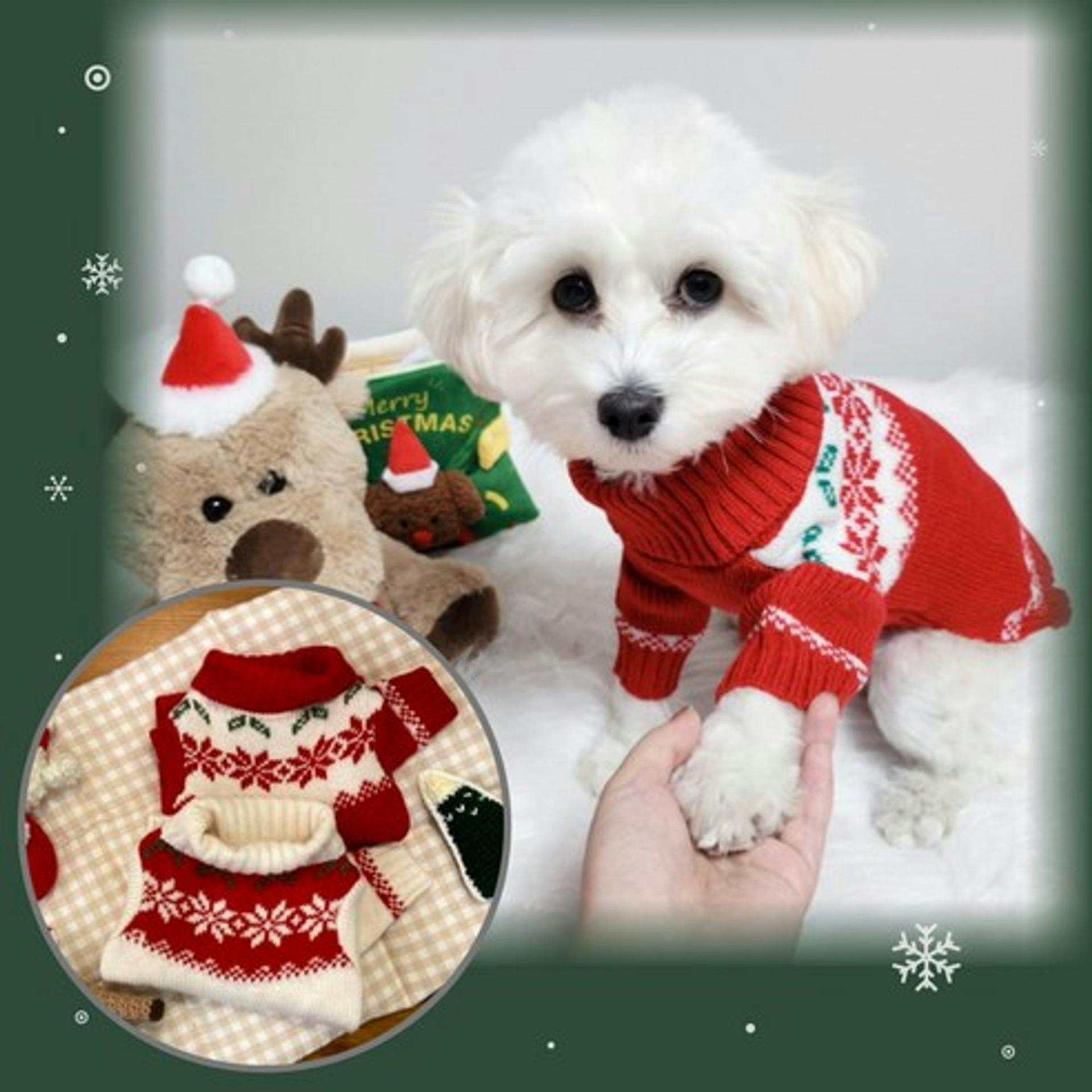 강아지옷크리스마스 눈꽃 터틀넥 뜨개 니트 스웨터 강아지 겨울 옷 관련상품