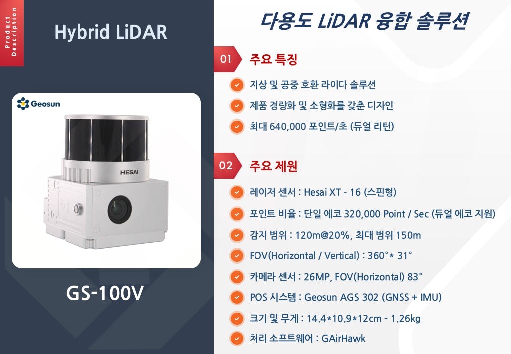 [Hybrid LiDAR] 다용도 LiDAR 융합 솔루션(GS-100V)