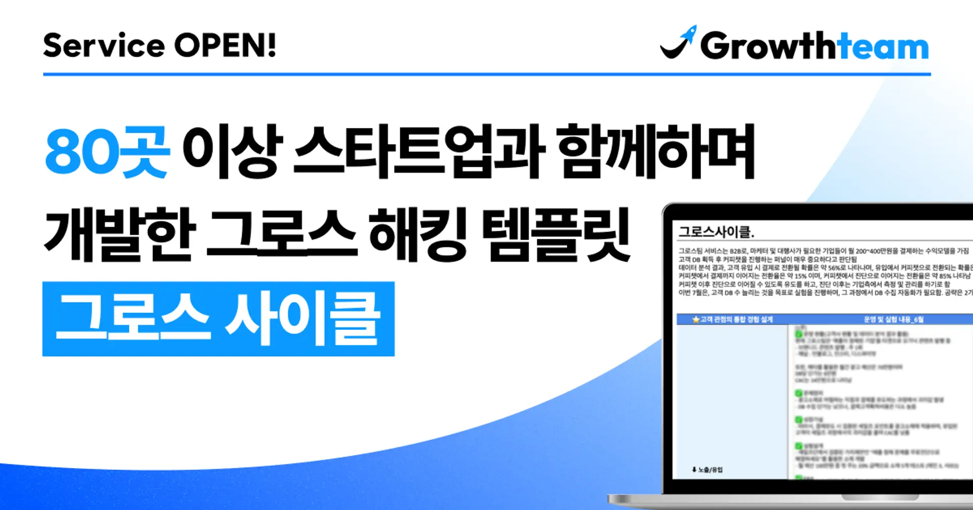 80곳 이상의 스타트업과 함께하며 개발한 그로스해킹 템플릿 '그로스 
사이클' 알아보기