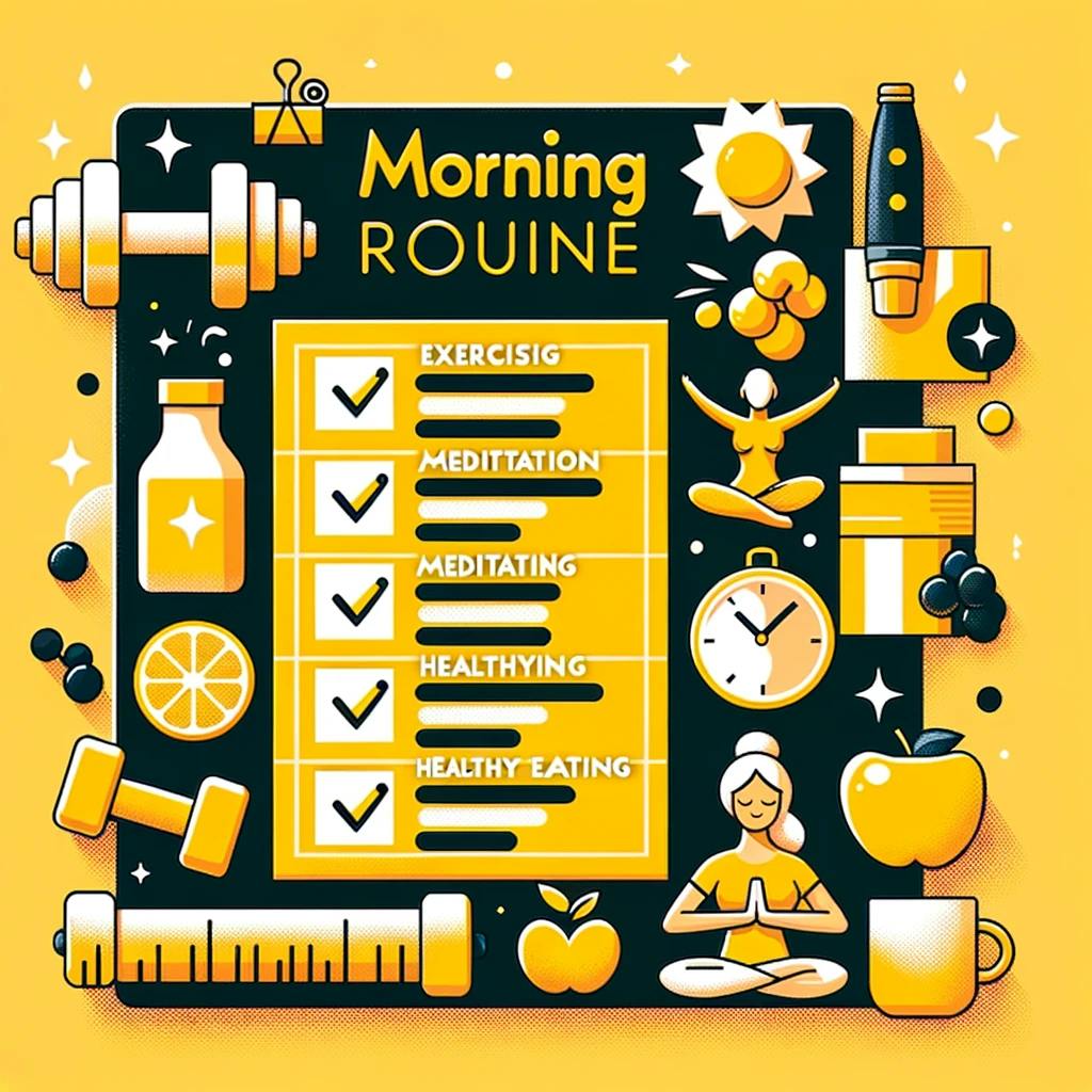 Plan and Prioritize Activities: A checklist highlighting key morning activities such as exercise and meditation​​.
