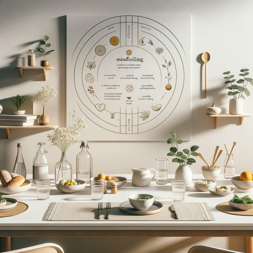 A neatly organized dining table with minimal distractions, highlighting a serene environment conducive to mindful eating.