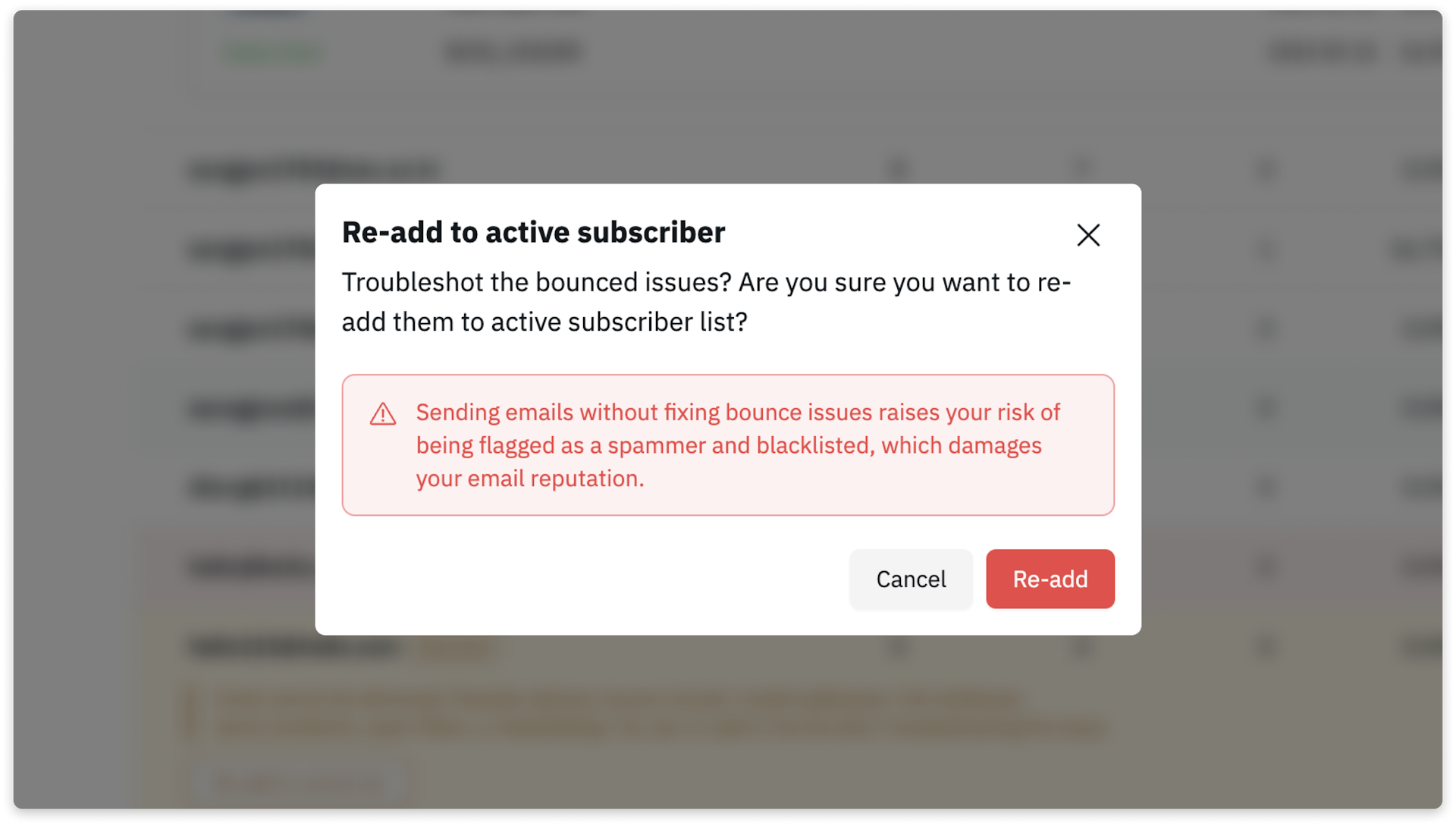 How to re-add bounced users?