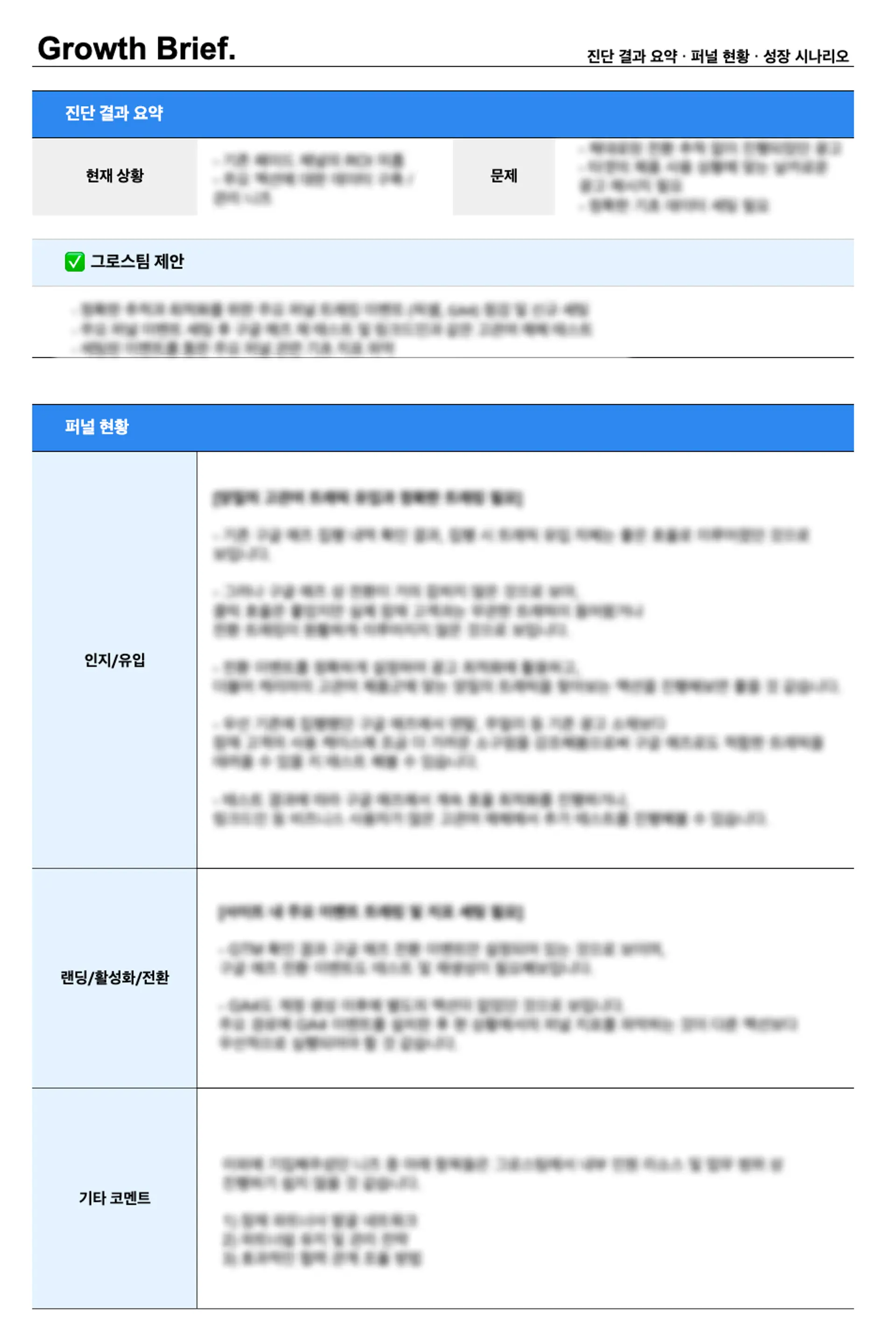 기업 진단 그로스 브리프 예시