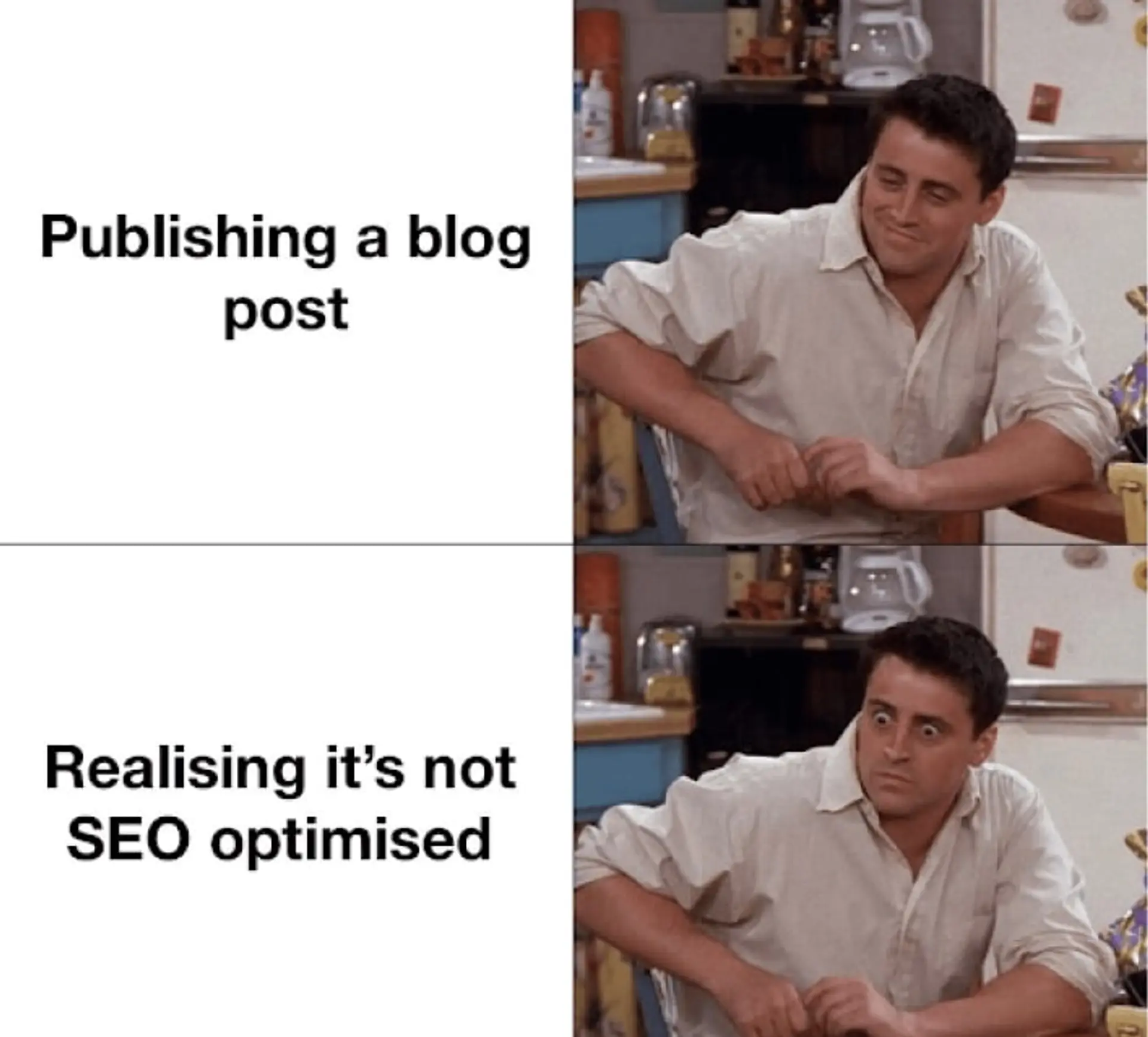 publish a blog post, realizing it's not seo optimized