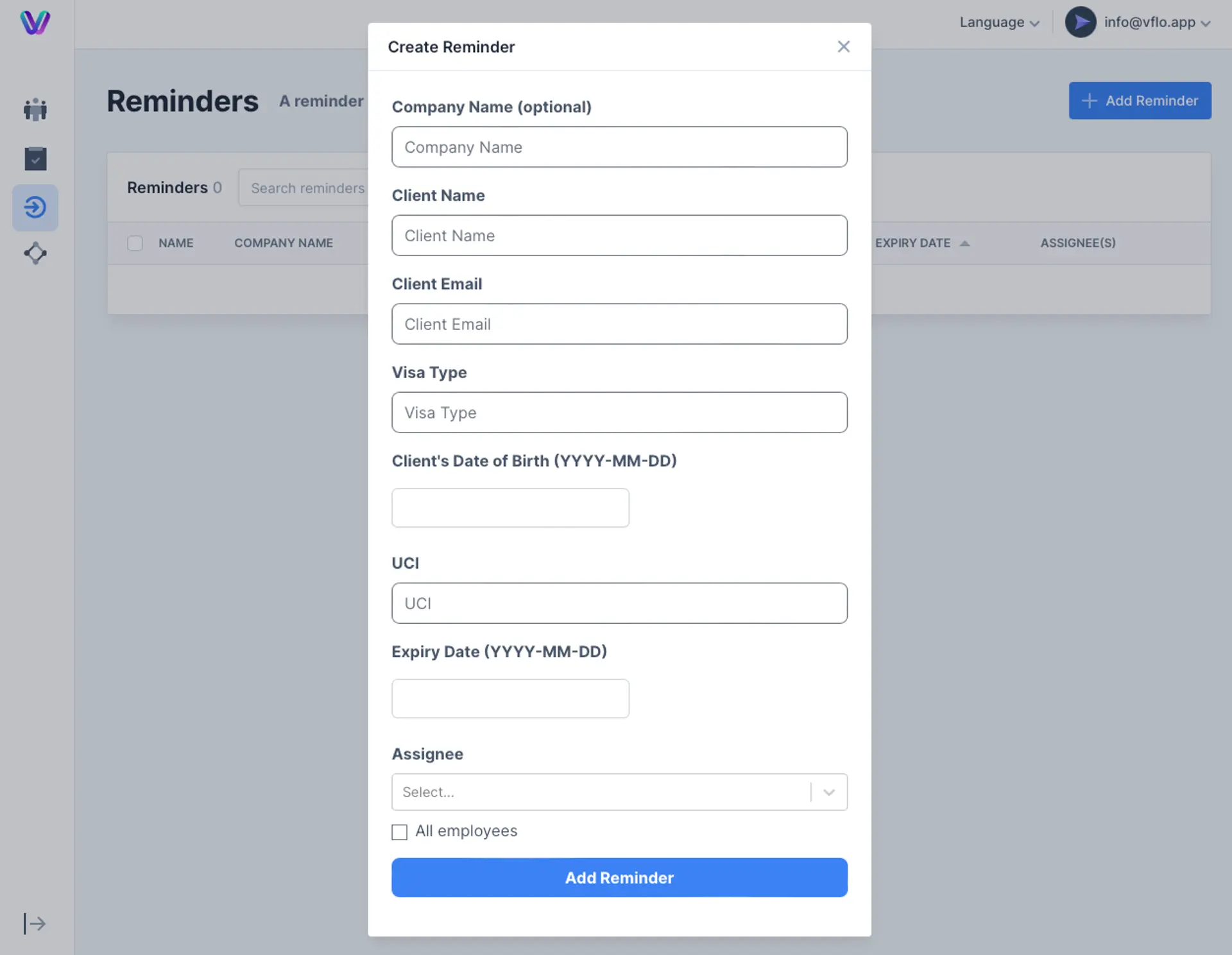 Visa Expiry Reminder Example