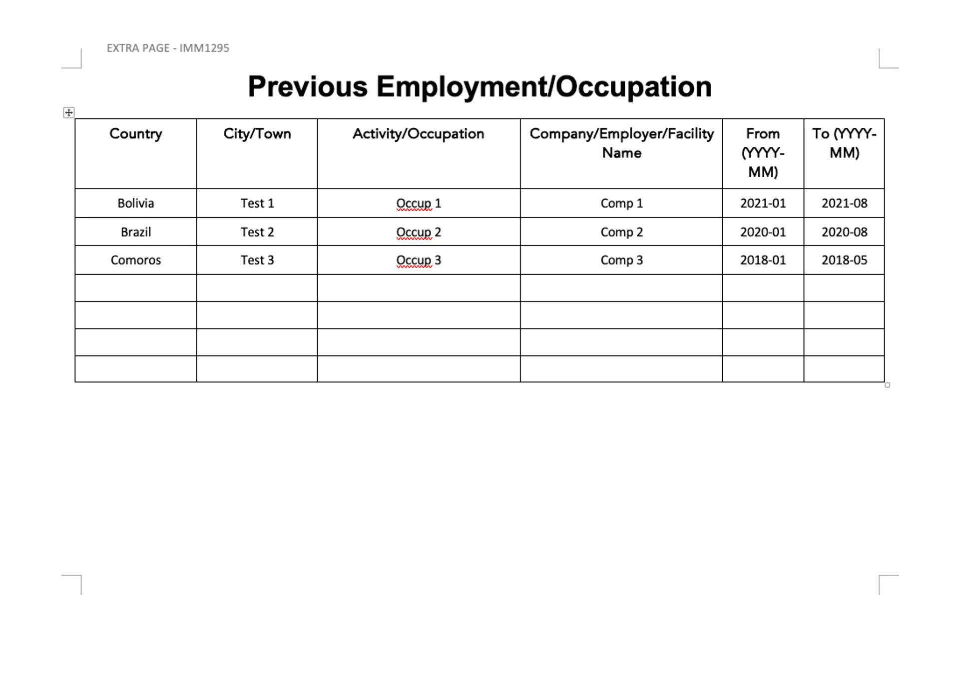 History Document Example