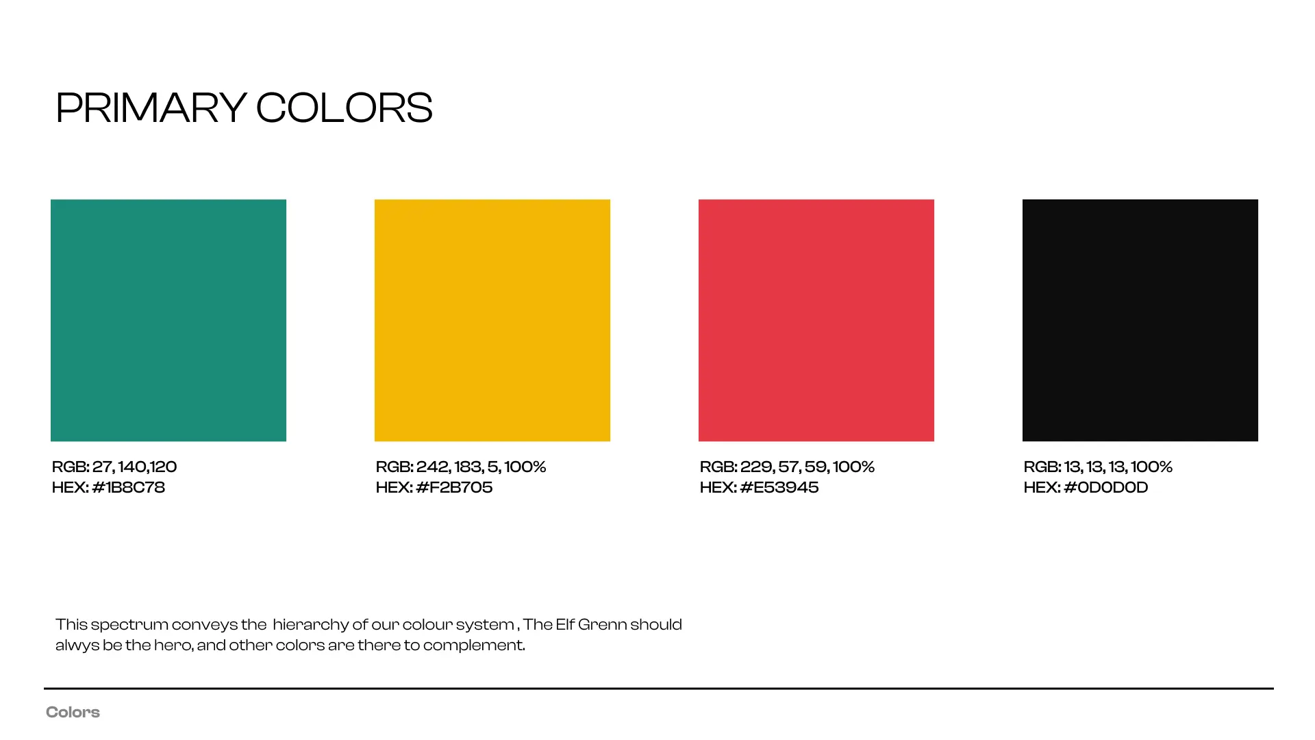 Key colors in the brand guideline