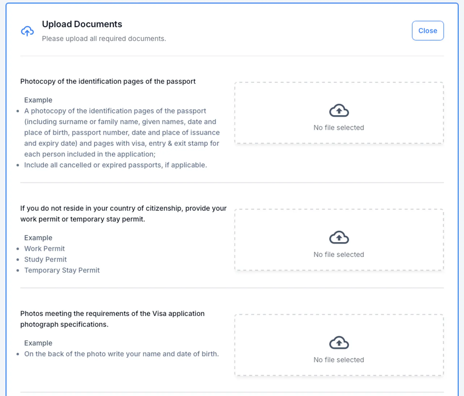 Visaflo Supporting Document Upload