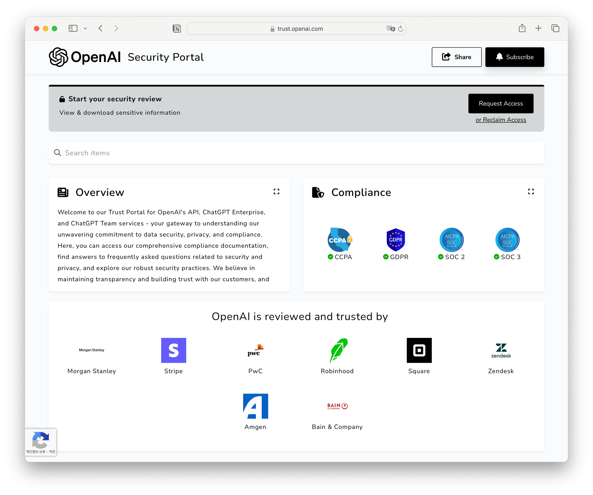 OpenAI Security Portal (https://trust.openai.com/)