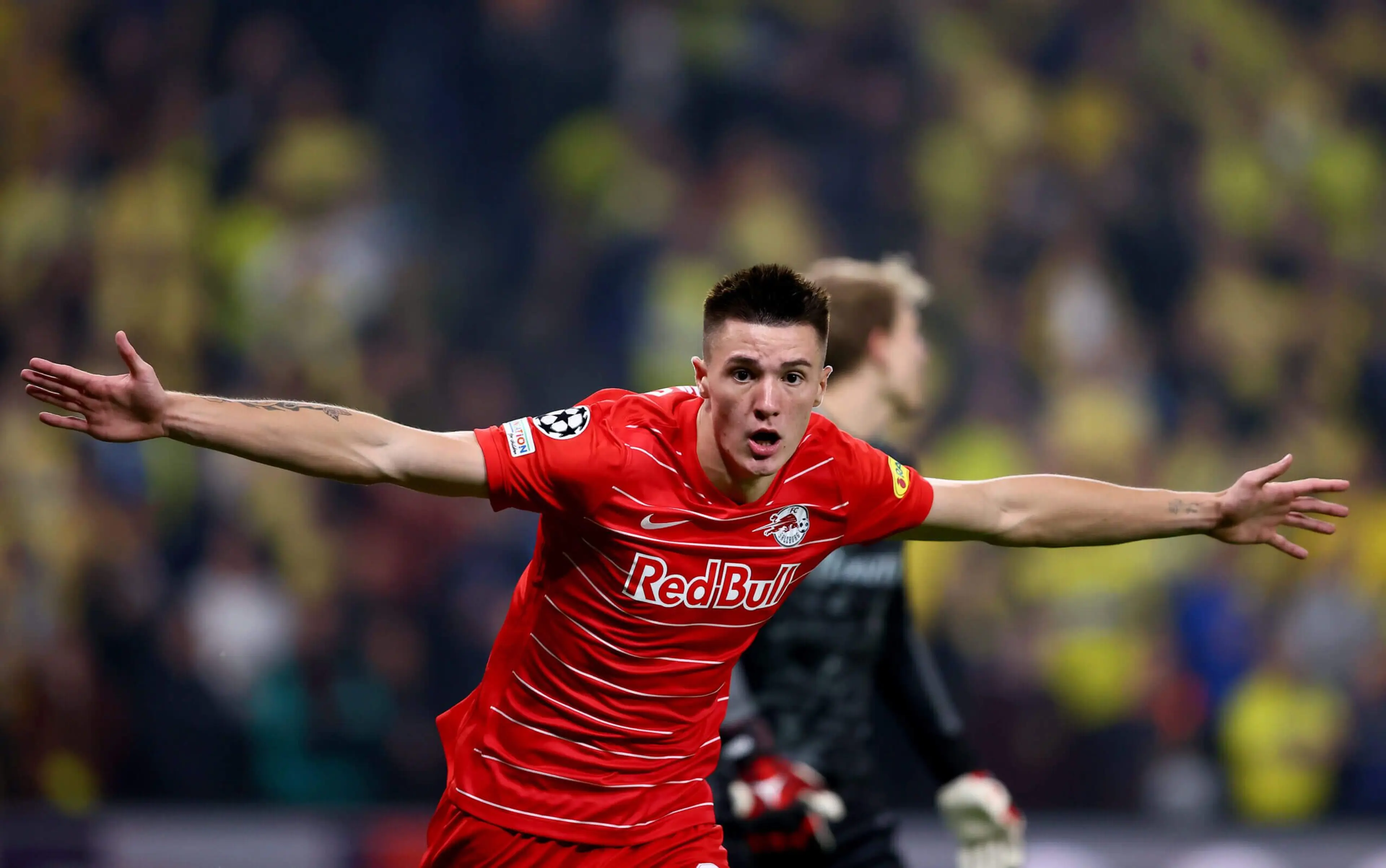 Sesko celebrating at Salzburg in 2021 (Martin Rose/Getty Images)