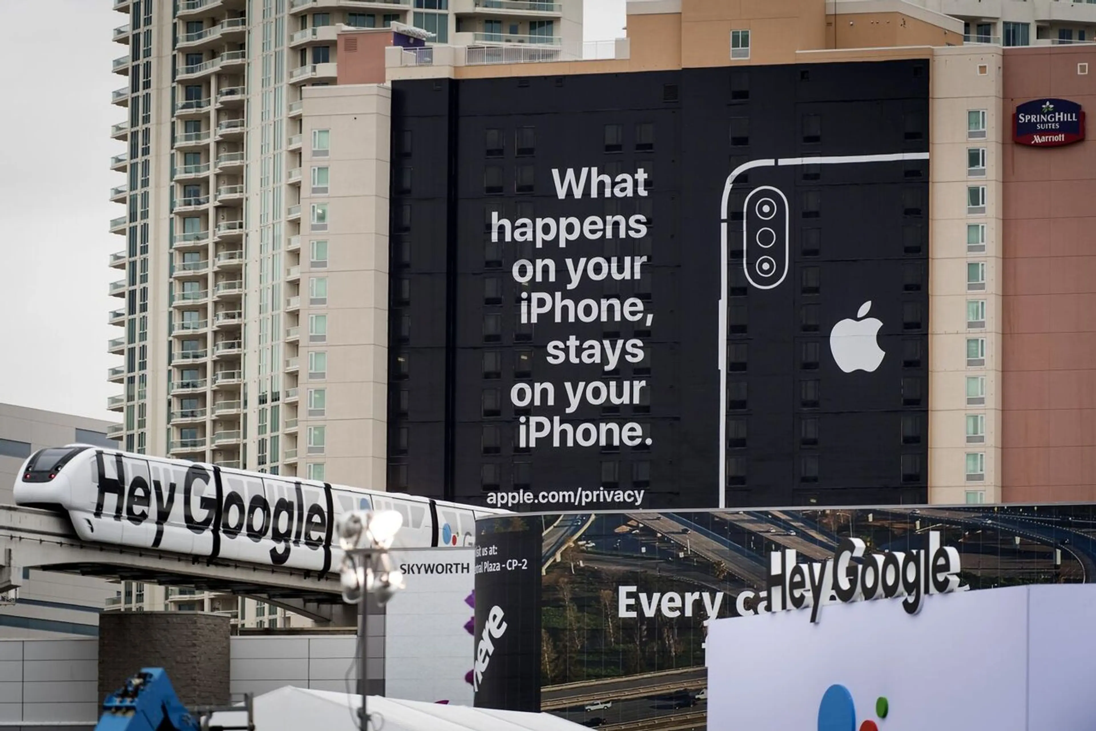 Apple’s privacy billboard in Las Vegas during the Consumer Electronics Show.Photographer: David Paul Morris/Bloomberg