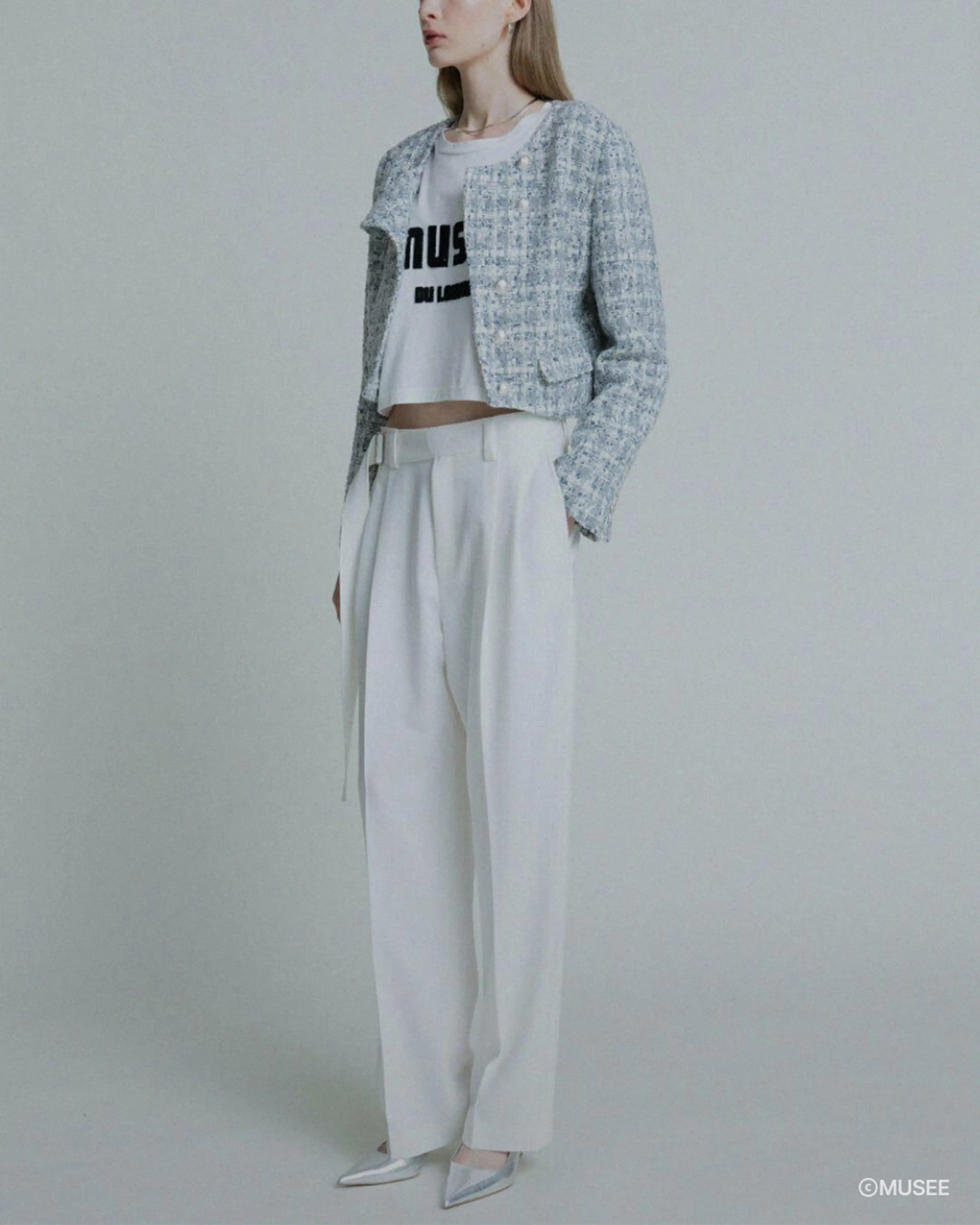 뮤제 RHUDE Belted Baggy Fit Slacks_White