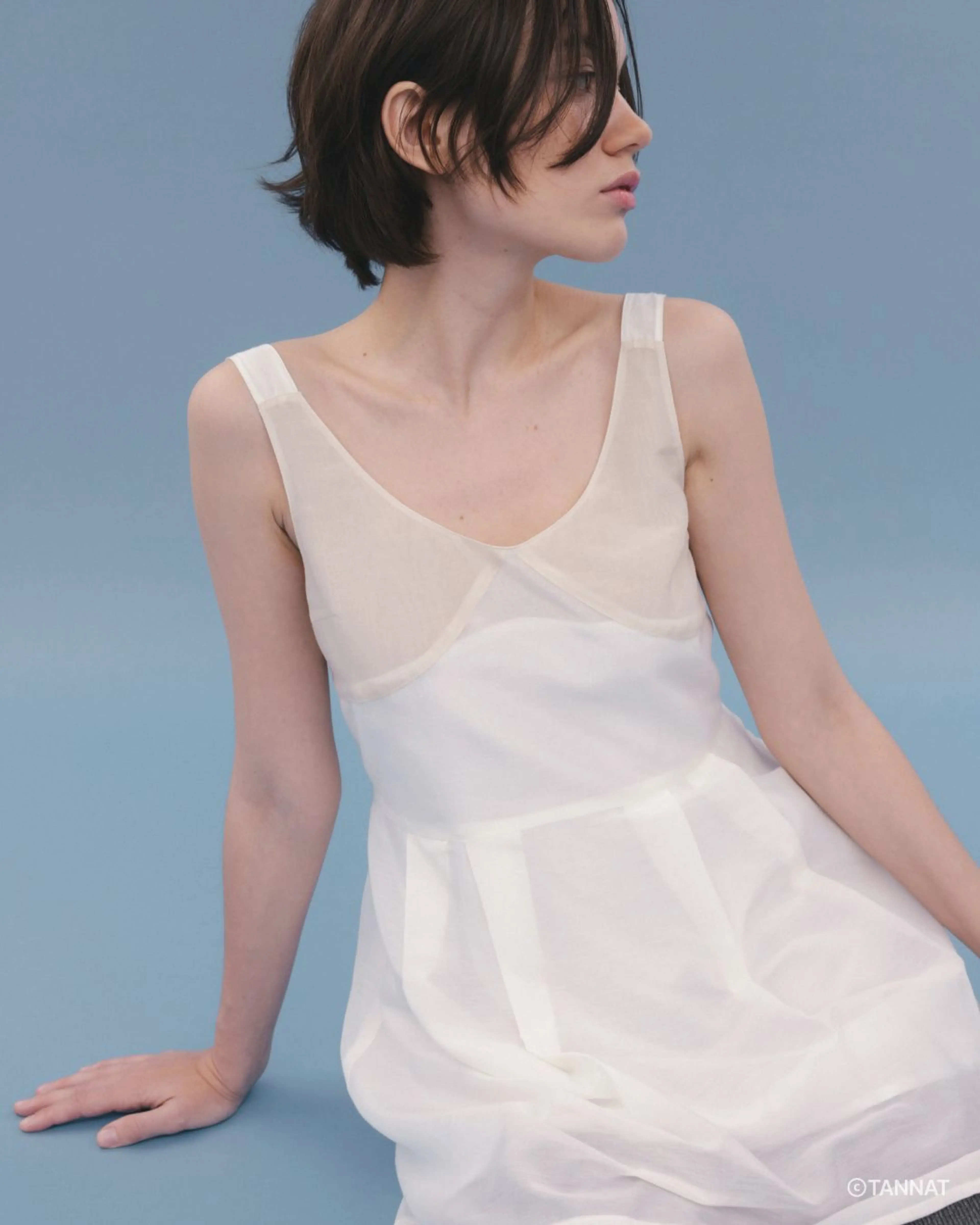 타낫 - T/T Silk two-tone one-piece (ivory)