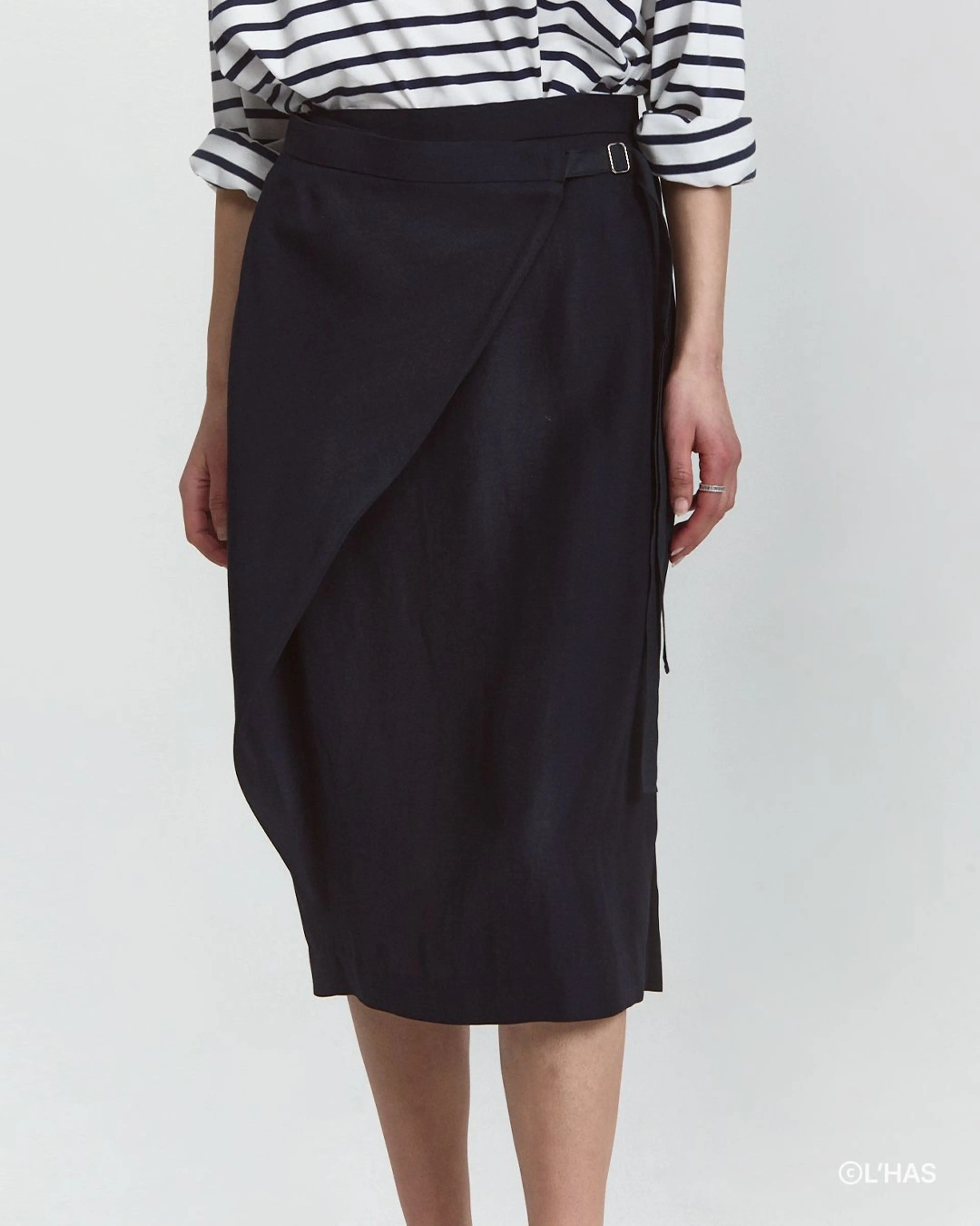 르하스 LINEN BLEND LIGHT FRESH WRAP SKIRT