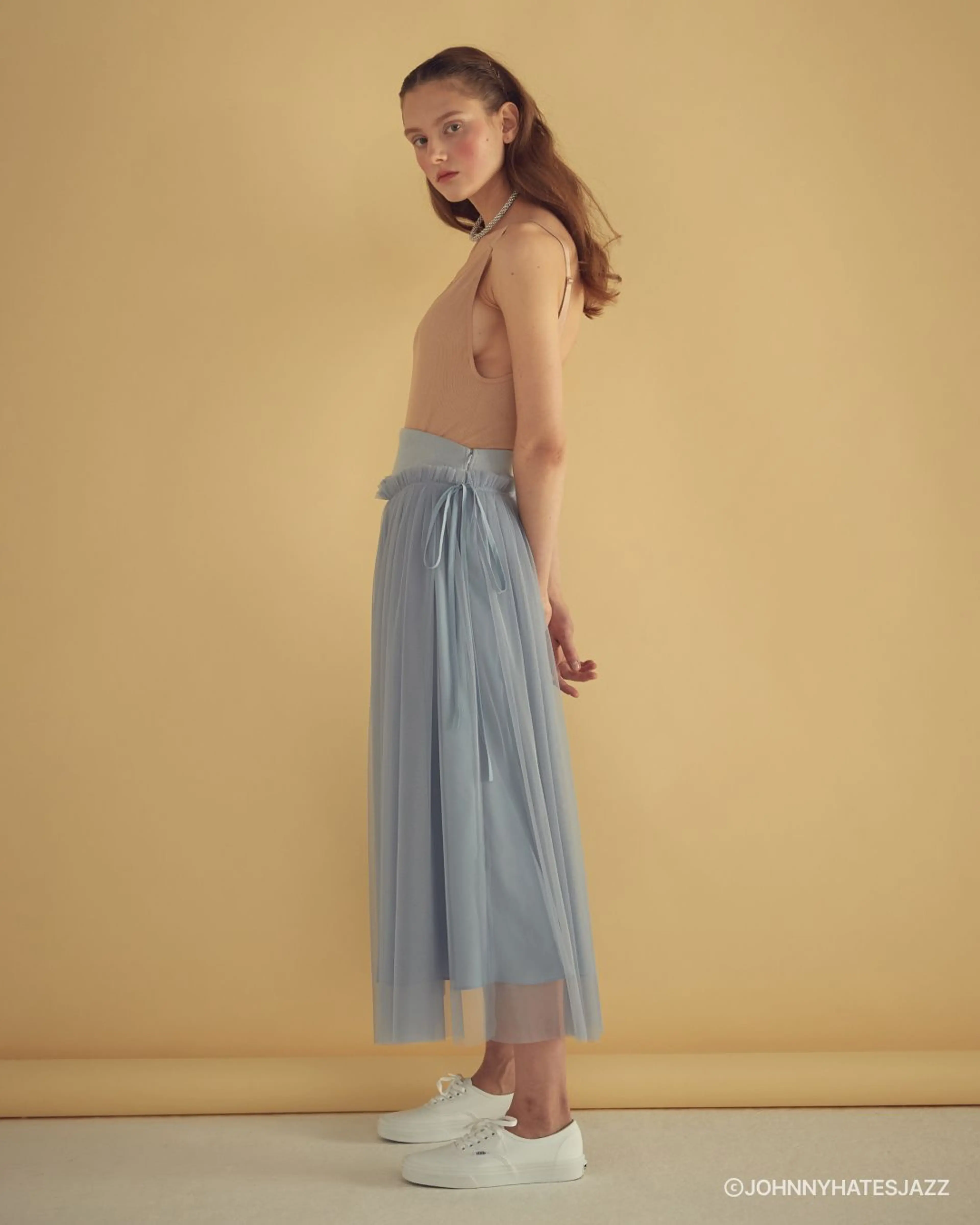 V WAIST TULLE SKIRT - BLUE - 쟈니헤잇재즈