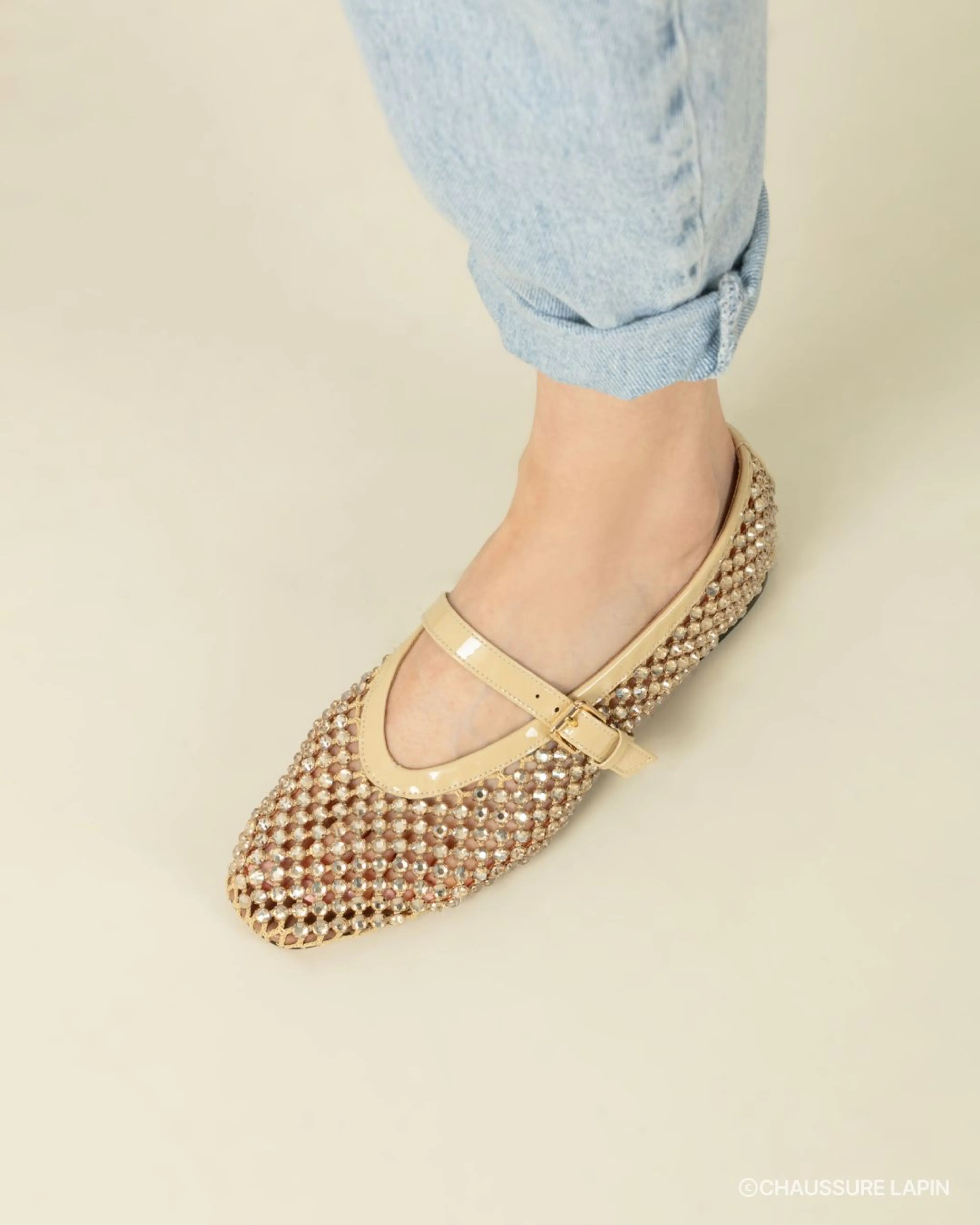 쇼쉬르라팡 Orion Embellished Flats YELLOW