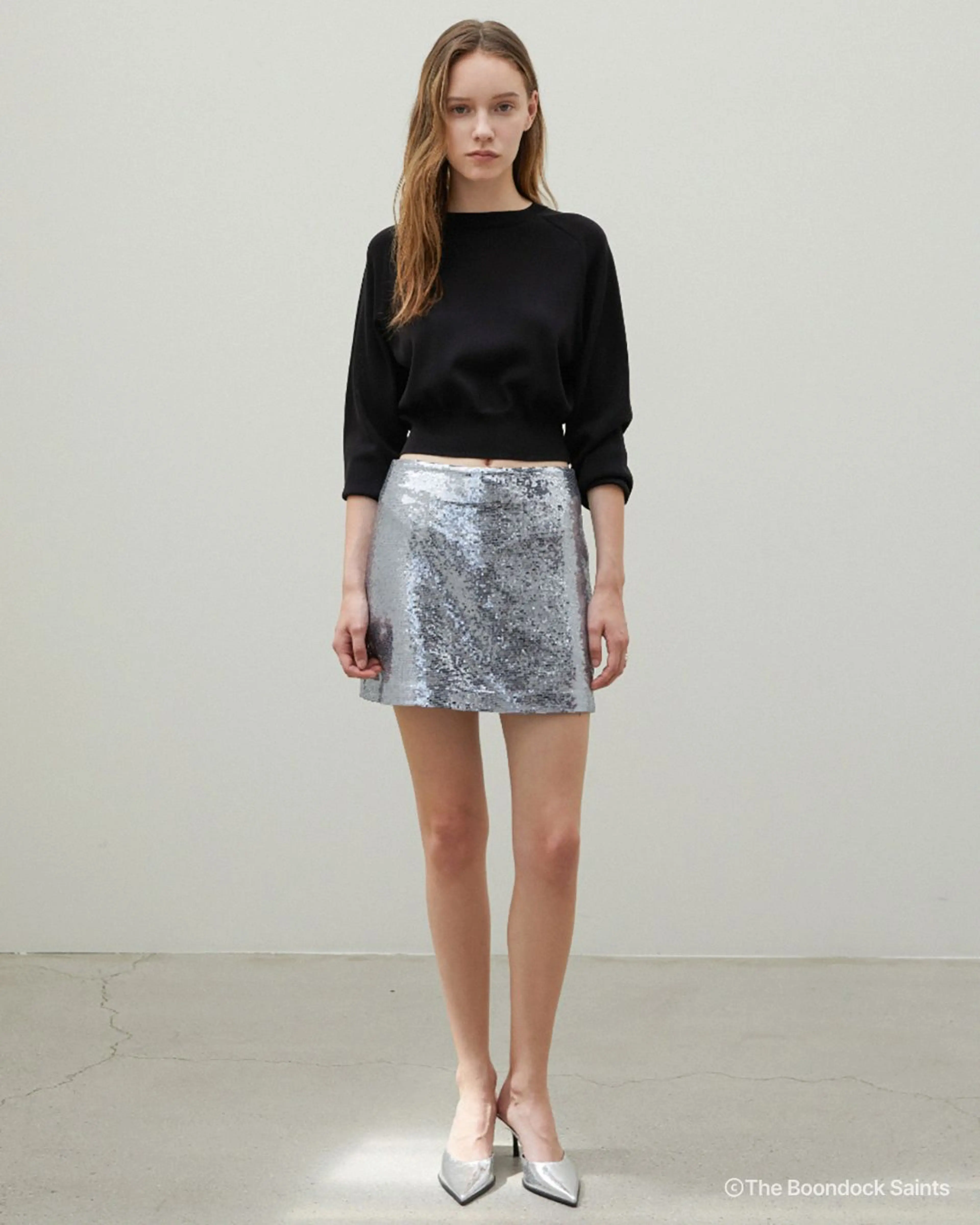 Sequin Mini Skirt Silver - 분닥세인츠