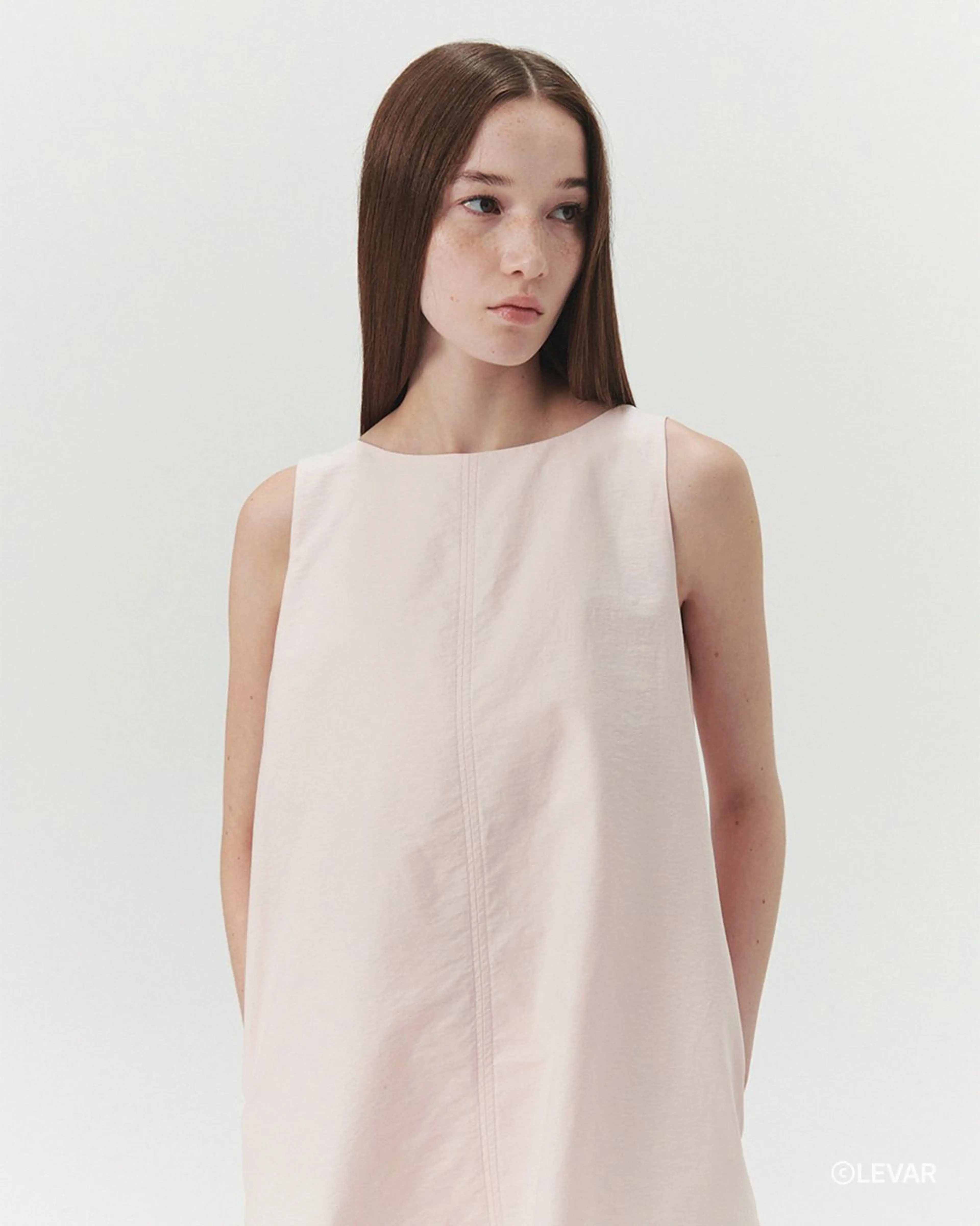 [르바] Stitch Mini Dress - Sherbert Pink