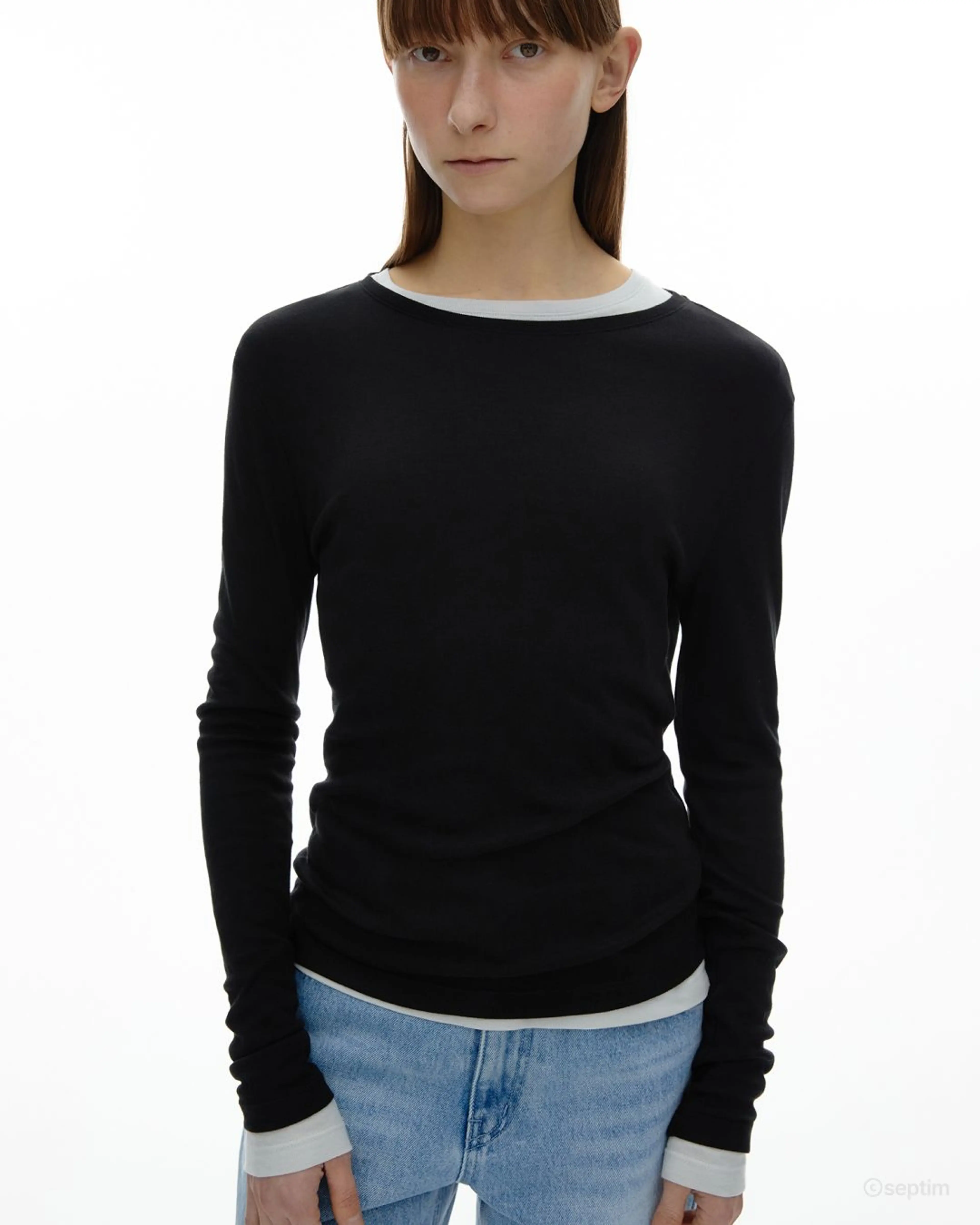 :: TENCEL LONG SLEEVE T-SHIRT_BLACK - 셉팀