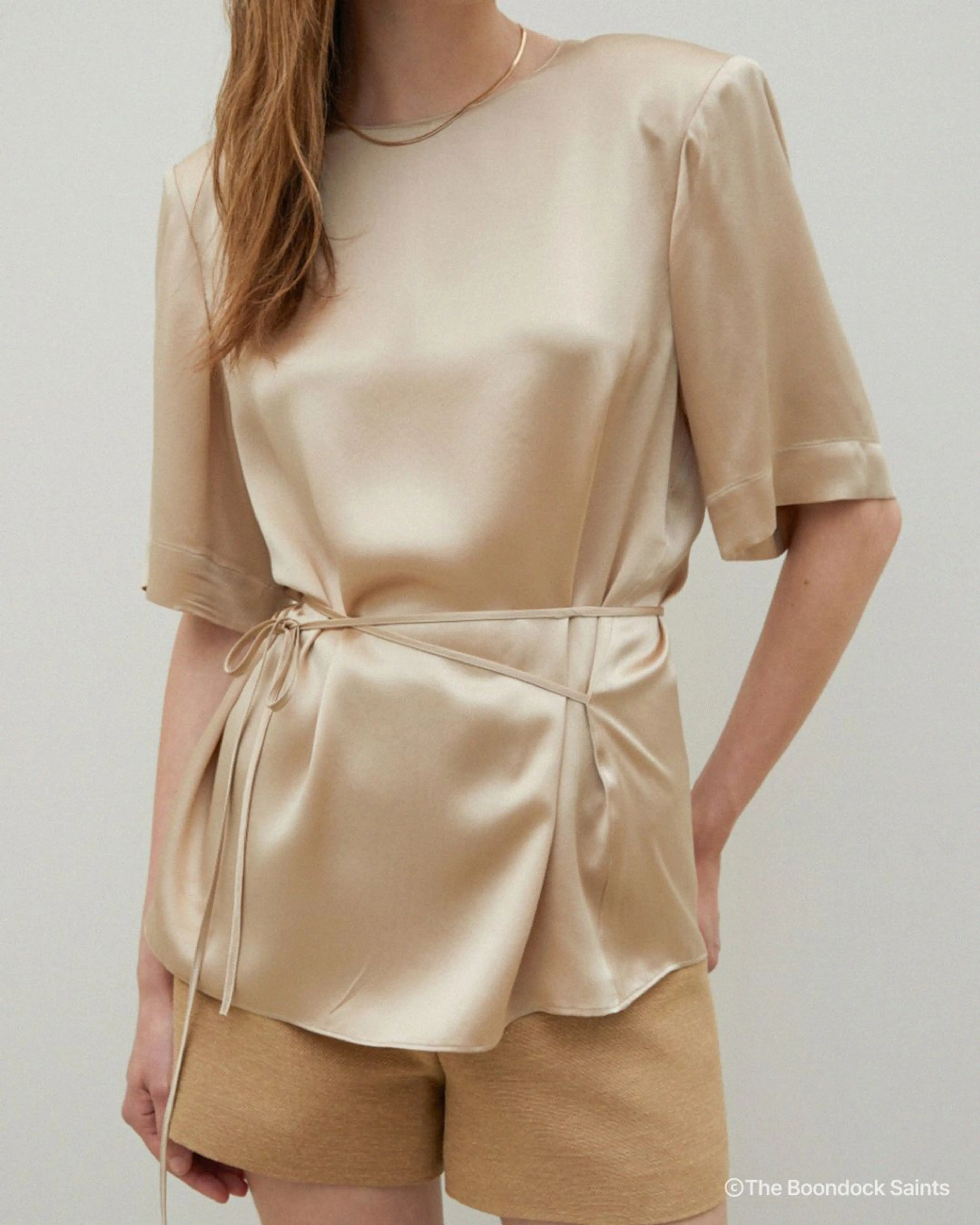 Textured Silk Shorts Camel - 분닥세인츠