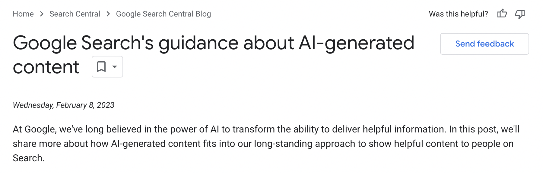 Google Search's guidance about AI-generated content