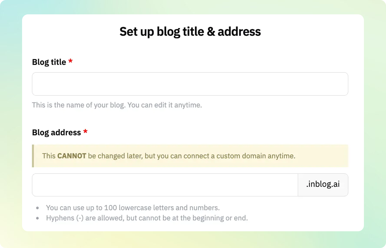 Blog title setup